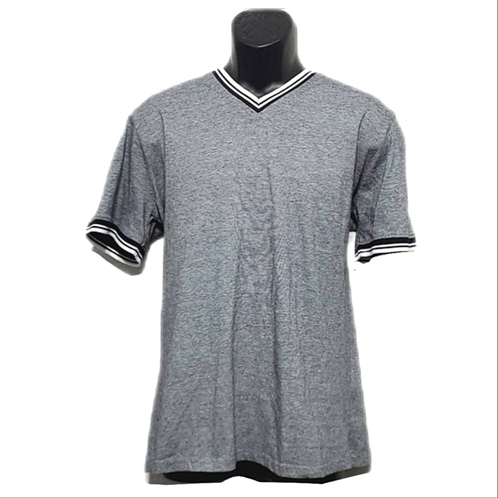 2/$30 MB Michael Brandon Essentials Men's Gray Striped V-Neckline Shirt